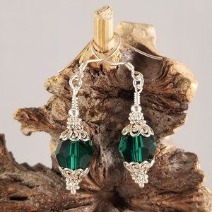 Emerald Green Swarovski & Sterling Earrings